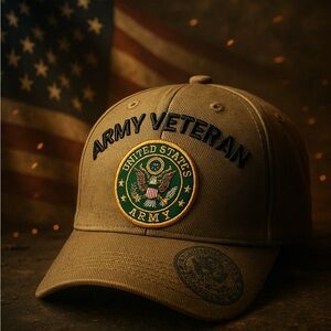 Army Veteran Cap with Embroidered Patch